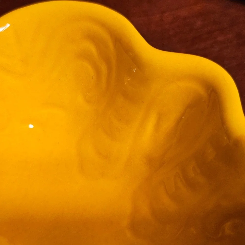 Vintage Yellow Ceramic 3 Section Candy Dish Gold Handle Mid Century Modern 7.5in
